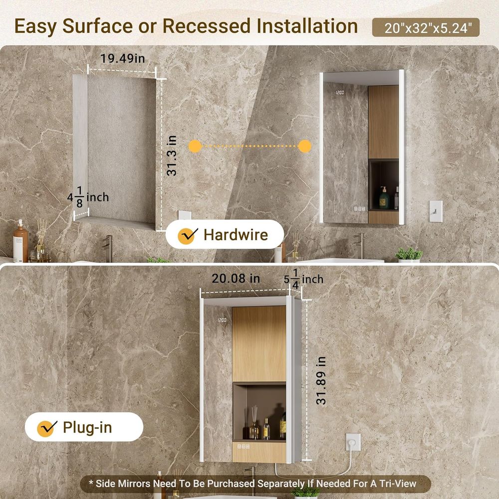 20x32 Lighted Medicine Cabinet - Smart Home Living 评论和价格