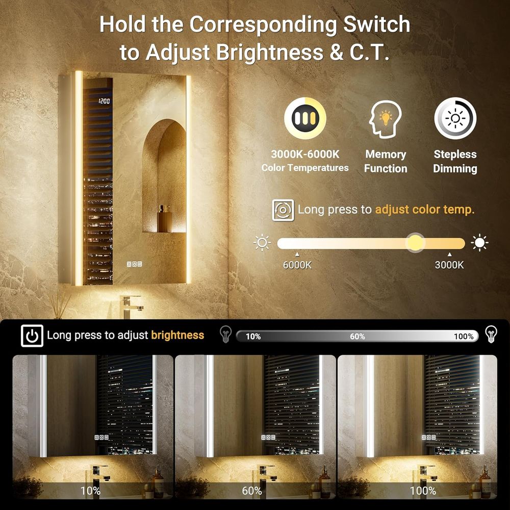 20x32 Lighted Medicine Cabinet - Smart Home Living 评论和价格