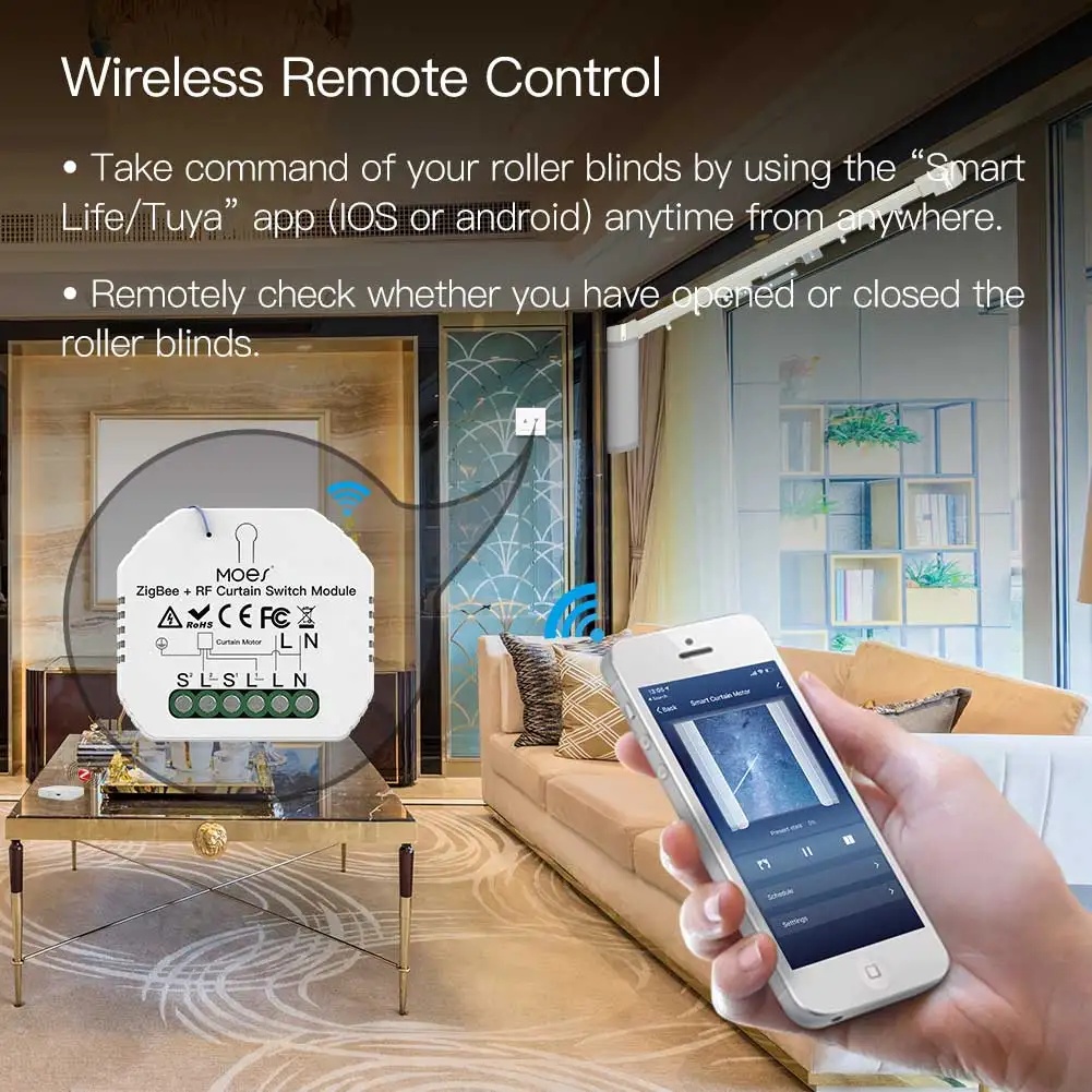 MOES ZigBee Smart RF433 Curtai - Curtain Motor 评论和价格