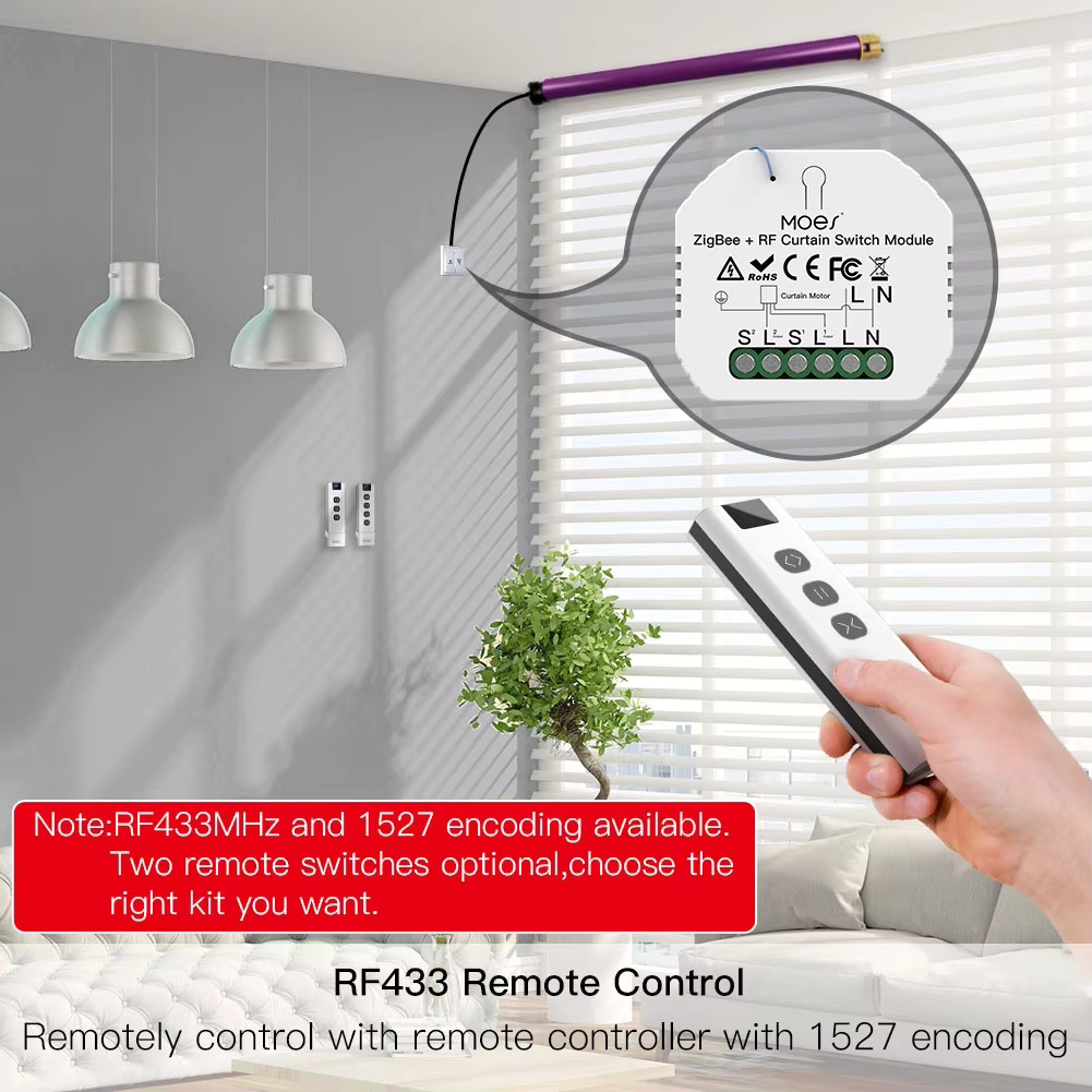 MOES ZigBee Smart RF433 Curtai - Curtain Motor 评论和价格