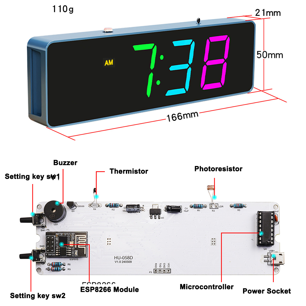 ESP8266 IoT Colorful WiFi Cloc - Smart Home Esp8266 评论和价格