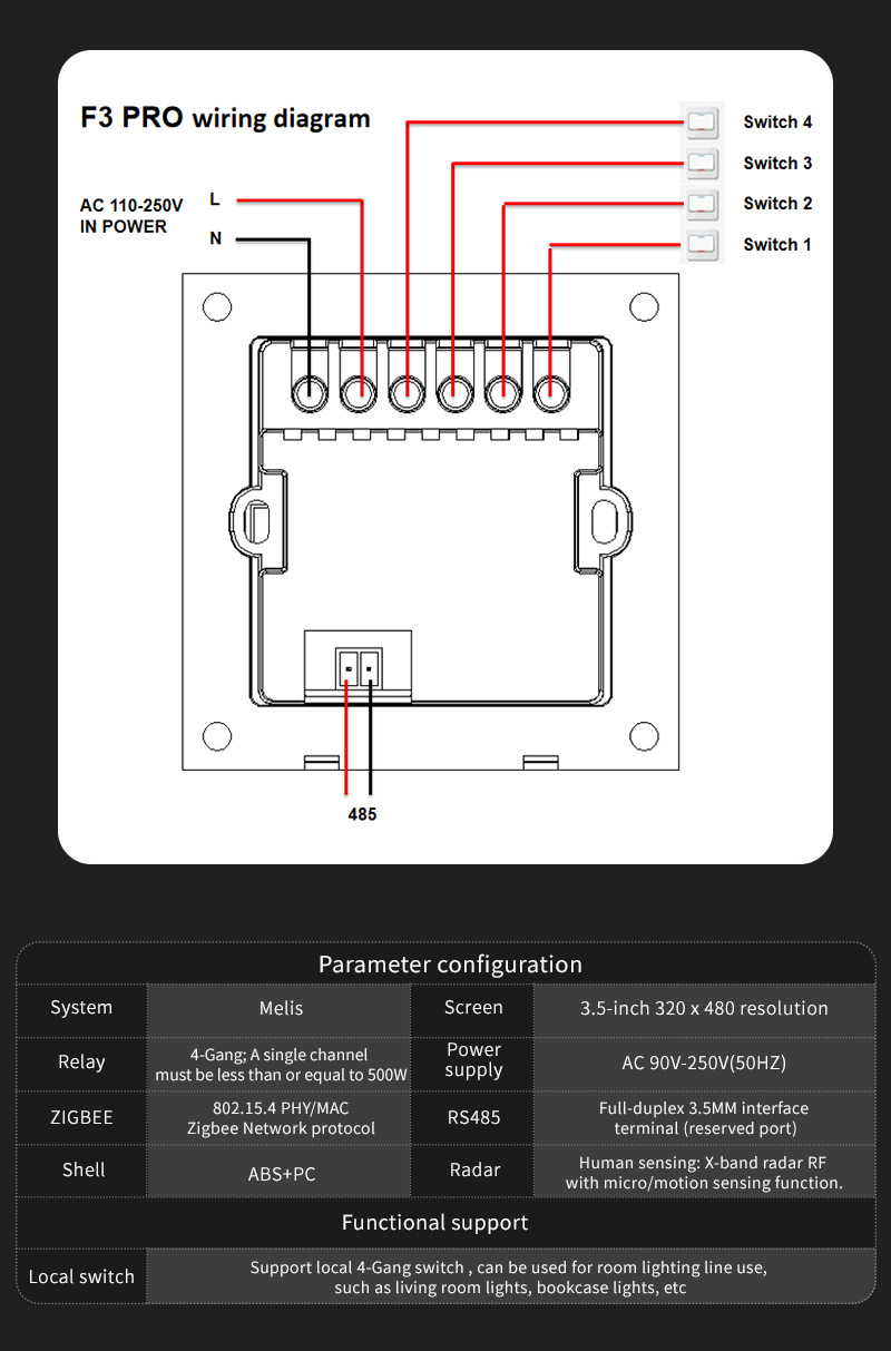 F3 Pro 3.5 Inch IPS Touch Pane - Smart Home Features 评论和价格
